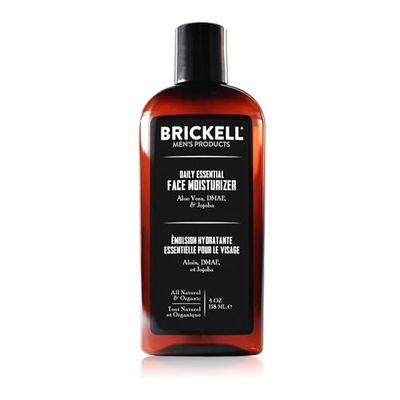Brickell Men&#39;s Daily Essential Face Moisturizer for Men, Natural and Organic Fast-Absorbing Face Lotion with Hyaluronic Acid, Green Tea, and Jojoba, 4 Ounce, Unscented