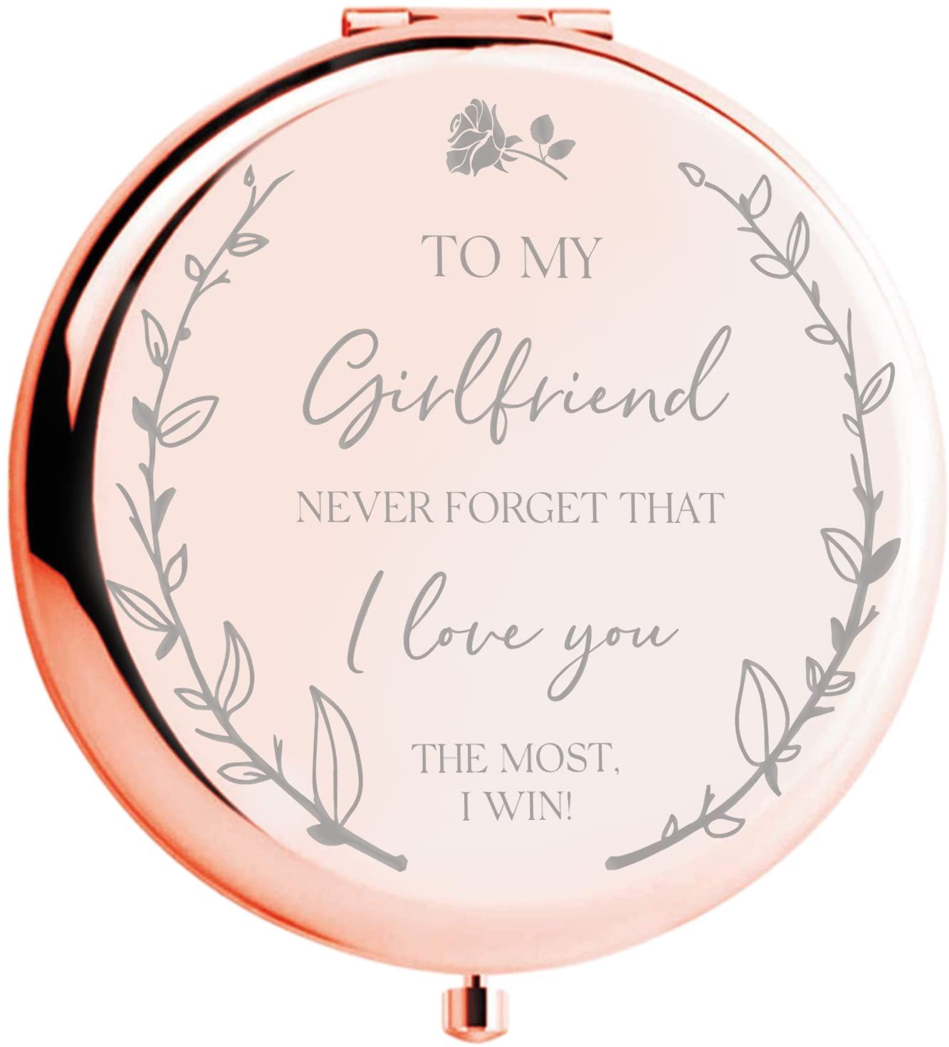 CV CHARVORIA Girlfriend Gifts - Gold Compact Mirror I Love You Girlfriend Gift from Boyfriend