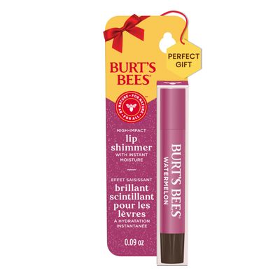 Burts Bees Shimmer Lip Tint Valentines Day Gifts, Tinted Lip Balm Stick, Moisturizing for All Day Hydration with Natural Glowy Pigmented Finish &amp; Buildable Color, Watermelon, 1 Tube, 0.09 oz.