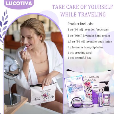 Christmas Gifts for Women Best Friends Gifts Sets Women Travel Size Toiletries Kit Travel Essentials for Women Self Care Gifts for Best Friends,Mom, Teacher,Grandma Lavender Gifts for Her Birthday