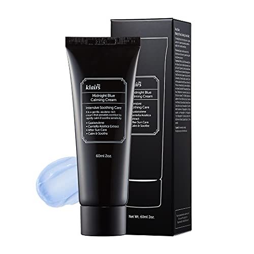 DearKlairs Midnight Blue Calming Cream, Soothing, Redness Relief Moisturizer, Hydrating, Fast Absorbing, Light Texture for Easy Use, For Oily Skin, Sensitive Skin Friendly (2 Ounce (Pack of 1))