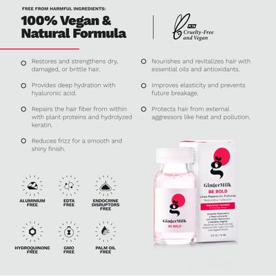 Ginger Milk Hair Repair Ampoule with Hyaluronic Acid for Damaged Hair Treatment (Pack 6 x 0.5 fl oz)