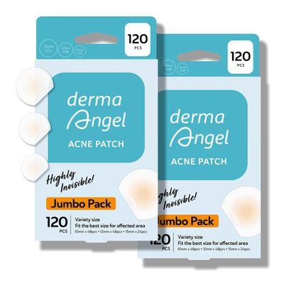 DERMA ANGEL Ultra Invisible Acne Patches for Face Pimple Patches Hydrocolloid Patches Zit Patches Acne Stickers Exposed Skin Care Acne Treatment - Day and Night Use 240 pieces 3 Sizes