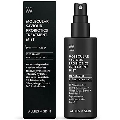 Allies of Skin Molecular Saviour Treatment Mist: Niacinamide, Glutathione. Face Spray for Hydration and Antioxidant Protection. Counteracts Jetlag and Fatigue 1.7 oz / 50 ml