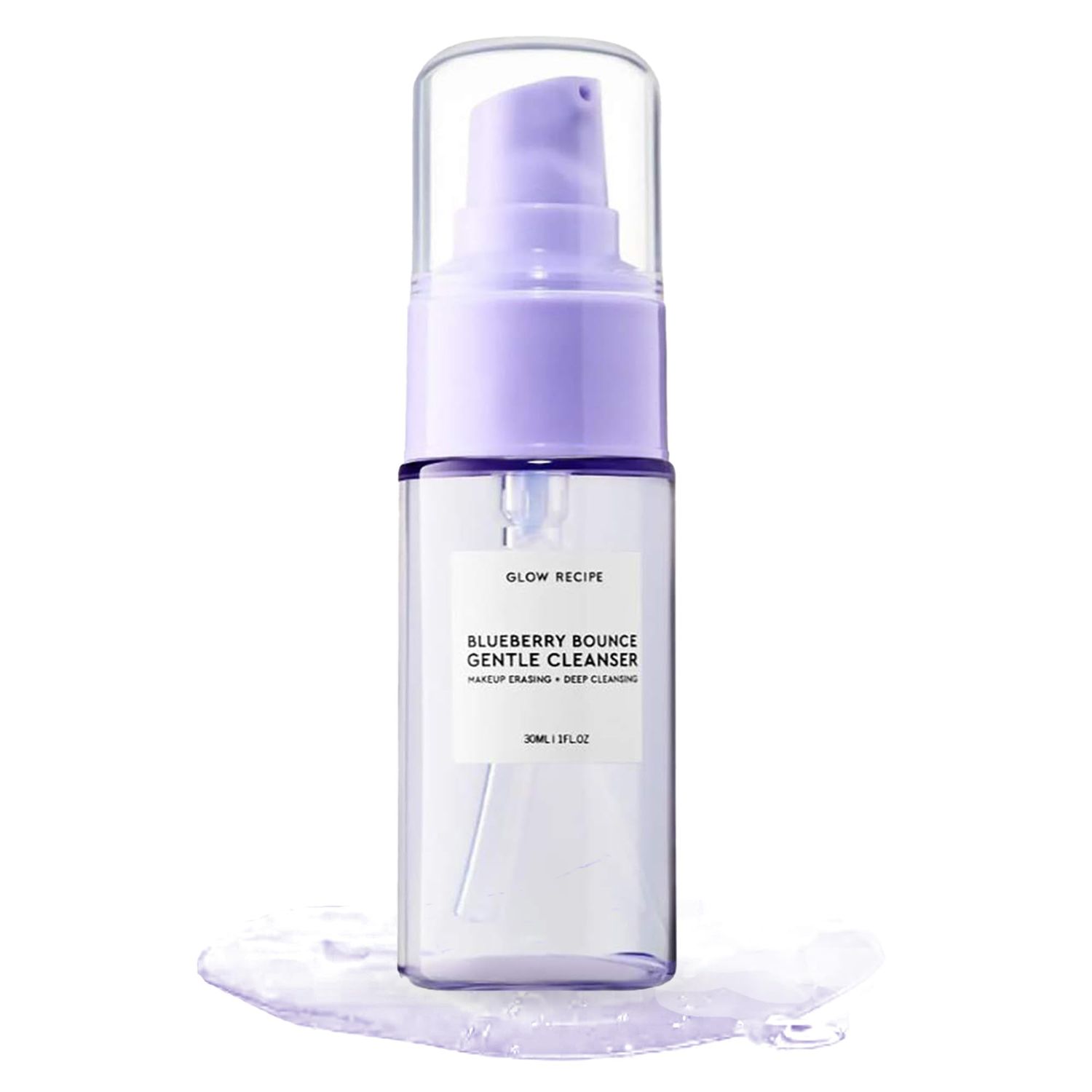 Glow Recipe Blueberry Bounce Gentle Face Cleanser Travel Size - 3-in-1 Foaming Double Cleanser, Makeup Remover &amp; Clarifying Mask - Hydrating Hyaluronic Acid, Blueberry Extract &amp; Exfoliating AHA (30ml)