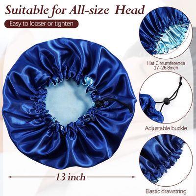 10 Pcs Satin Silk Bonnet for Sleeping Hair Bonnets for Women Curly Natural Hair Double Layer Reversible Adjustable Large Sleeping Caps for Hair Protection, 10 Colors