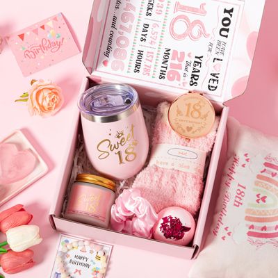 18th Birthday Gifts for Girls, Happy 18th Birthday Gift Ideas Set for Her,Cute Unique Turning To 18 Year Old Birthday Gifts Basket Presents Set for Women,Best Friend, Sister, Daughter,Female