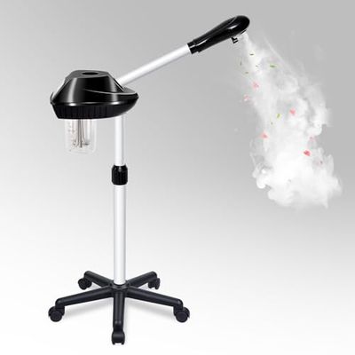Fuehomue Professional Facial Steamer, Ozone Facial Steamer for Facial Deep Cleaning, Facial Steamer on Wheels, Standing Facial Steamer Adjustable Height for Spa, Salon and at Home Use