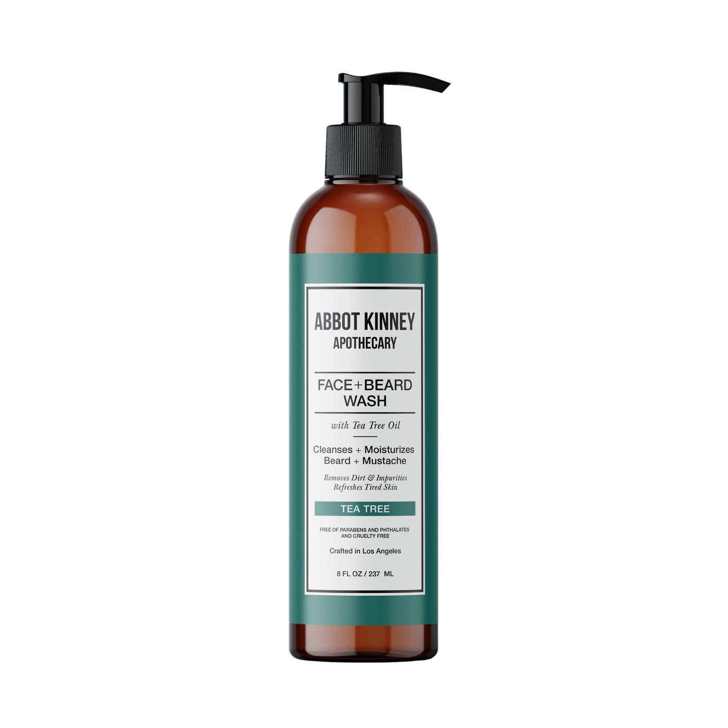 ABBOT KINNEY APOTHECARY Beard Wash, Sulfate Free Men&#39;s Face Wash, Softens Facial Hairs, Removes Dandruff and Dirt, Beard Shampoo with Tea Tree Oil and Natural Ingredients, 8 Fl Oz