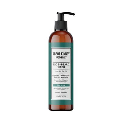 ABBOT KINNEY APOTHECARY Beard Wash, Sulfate Free Men&#39;s Face Wash, Softens Facial Hairs, Removes Dandruff and Dirt, Beard Shampoo with Tea Tree Oil and Natural Ingredients, 8 Fl Oz