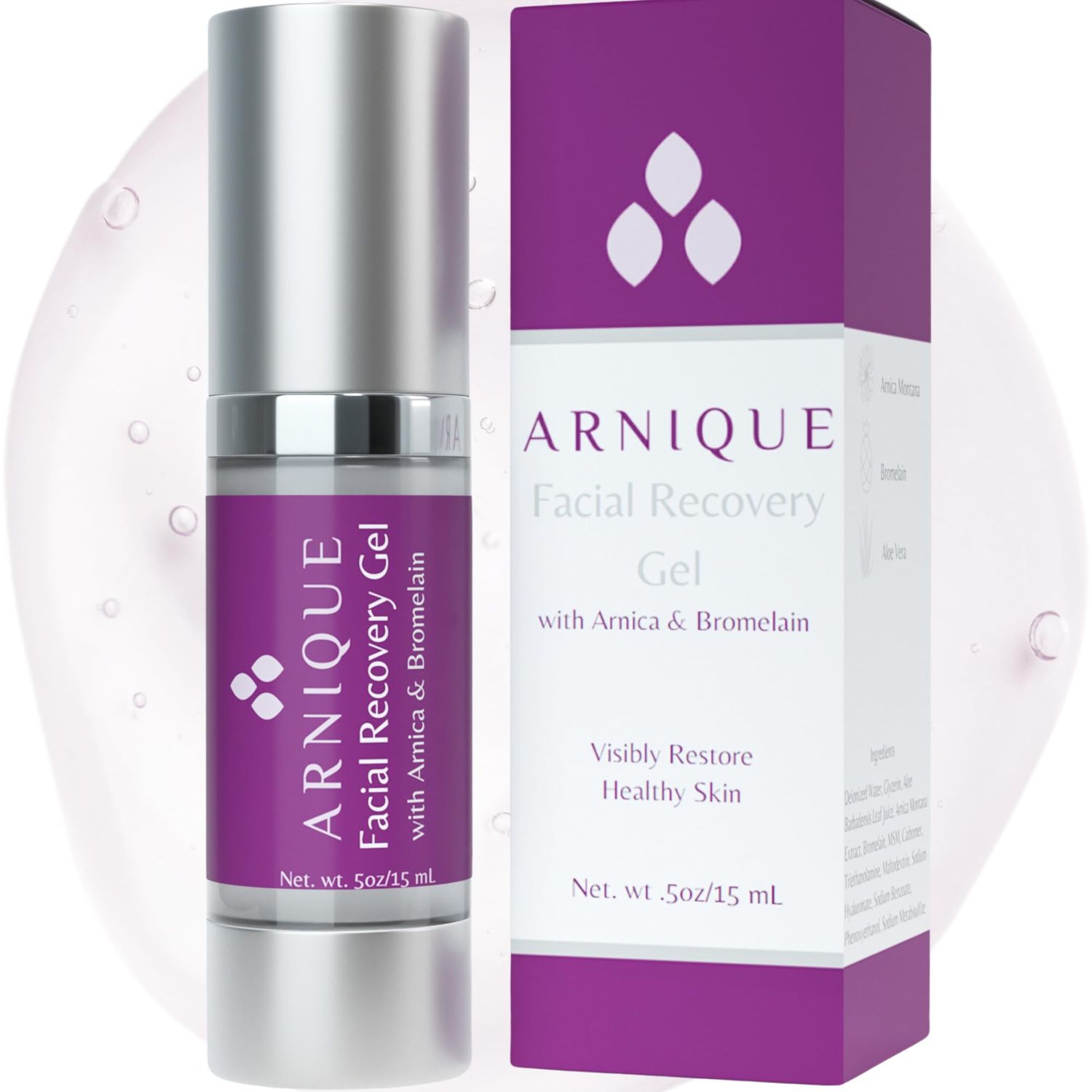 Arnique Arnica Gel for Face - Facial Recovery Aftercare for Fillers &amp; Cosmetic Injection Treatments, Arnica Montana and Bromelain for Bruising and Swelling After Surgery Skin