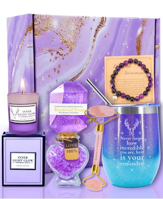 Douceur thre Gifts for Women, Birthday Gifts for Women, Relaxing Spa Gift Basket Set, Best Friend Birthday, Lavender Spa Set for Women, Christmas Gifts for Women, Her, Girlfriend, Wife