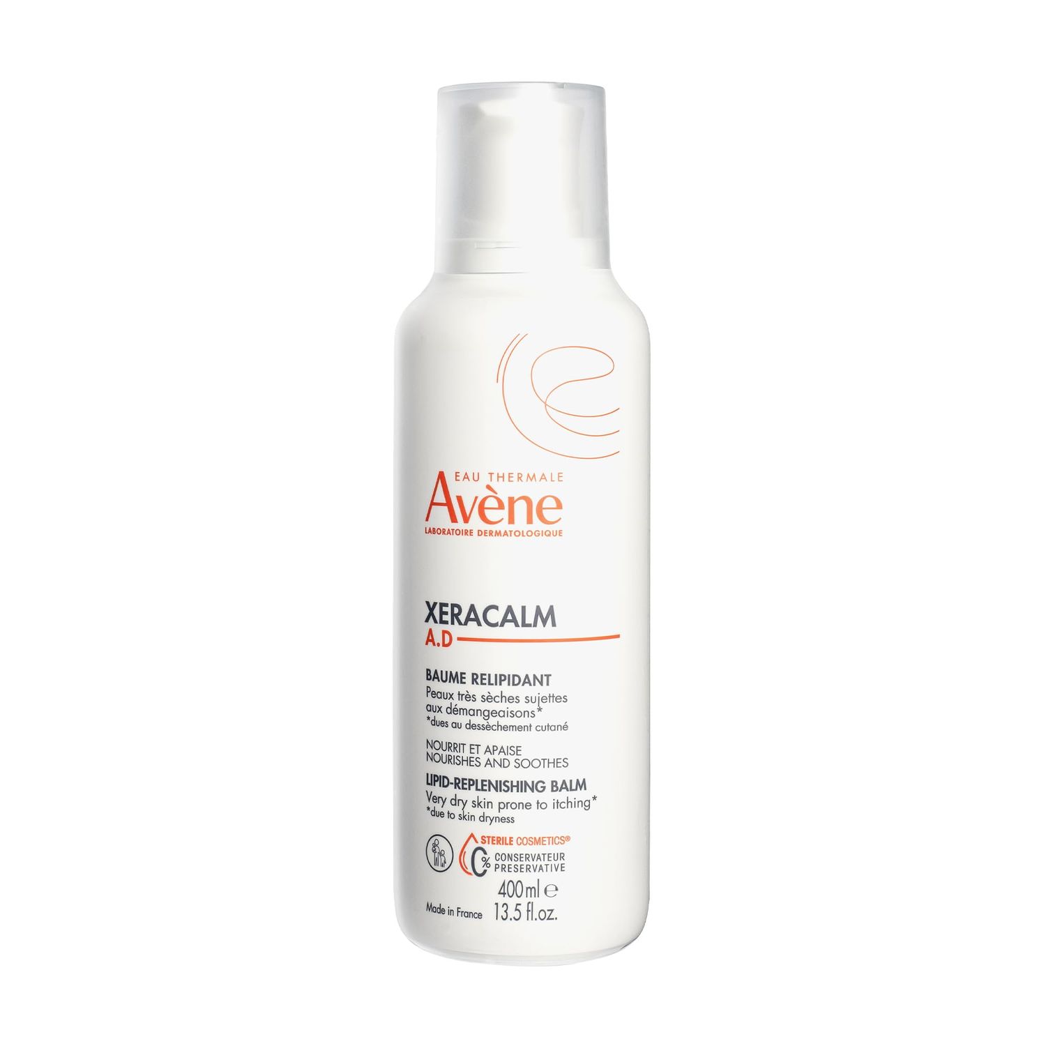 Eau Thermale Avne XeraCalm A.D Lipid-Replenishing Balm, Atopic Dermatitis, Eczema-Prone, No Preservatives, Fragrance-Free, Pump, 13.5 oz.