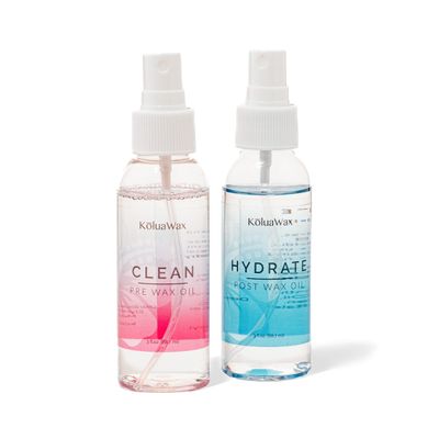 Clean &amp; Hydrate At Home Waxing Kit Oils - Pre Wax Cleanser Preps &amp; Protects Skin - Post Body &amp; Facial Wax Oil Soothes, Reduces Redness, Removes Residue - Make Hair Removal Easy by KoluaWax, 3 Oz. Each