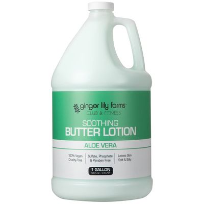 Ginger Lily Farms Club &amp; Fitness Soothing Butter Lotion for Dry Skin, 100% Vegan &amp; Cruelty-Free, Aloe Vera Scent, 1 Gallon (128 fl oz) Refill