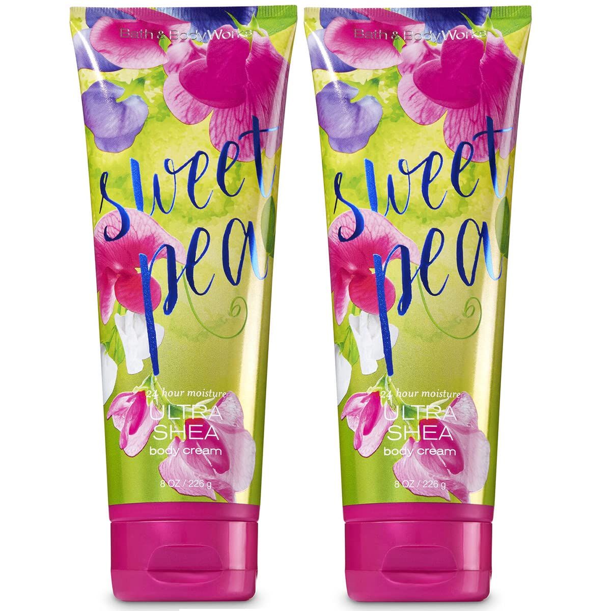 Bath &amp; Body Works SWEET PEA Ultra Shea Body Cream 8fl Oz I 226gm Each - ( Bundle of 2 Creams ) 24 hour Moisture