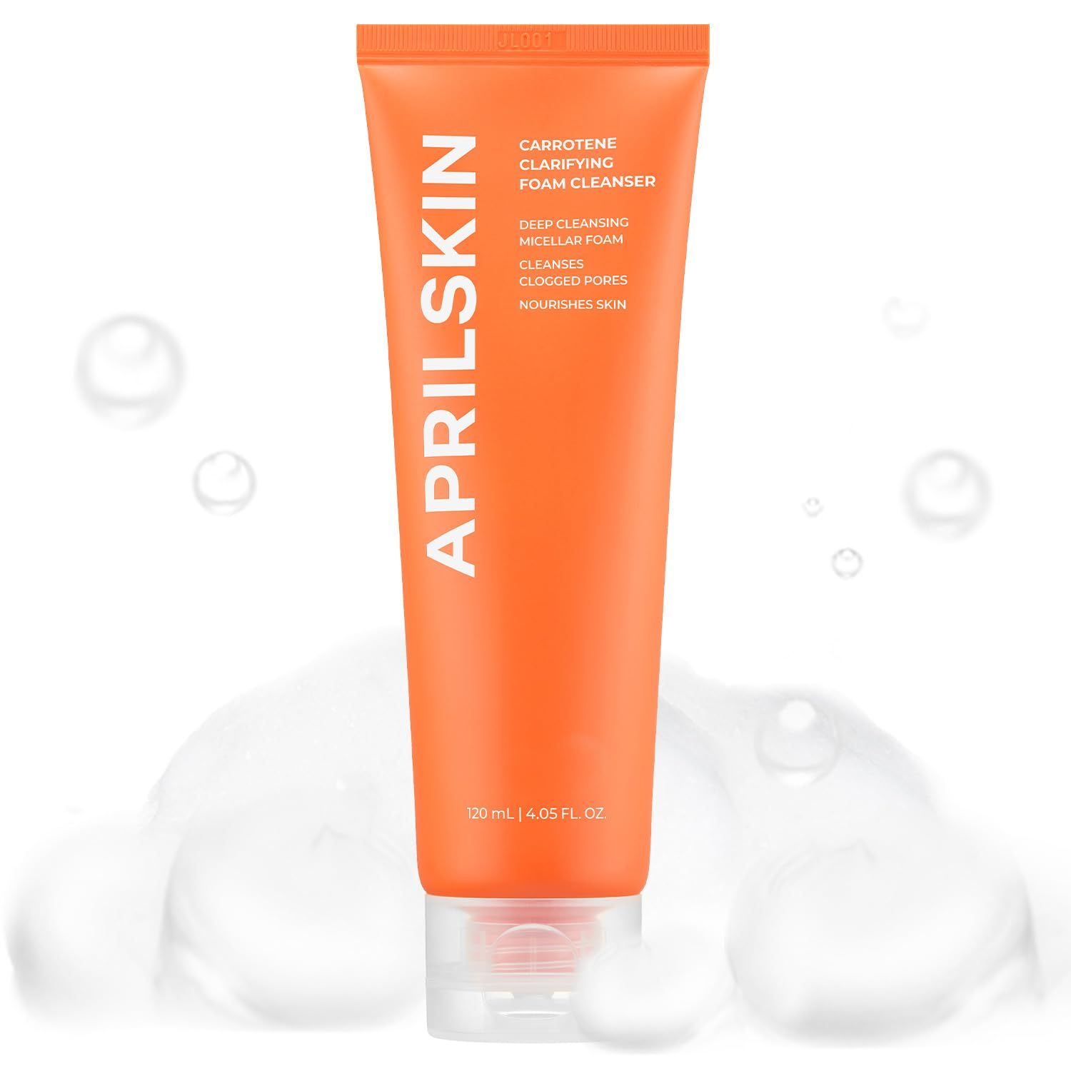 Aprilskin Carrotene Clarifying Foam Cleanser - Deep Cleansing with BHAs &amp; Sebum Control for Oily, Sensitive, Acne-Prone Skin - 120ml - Vegan, Cruelty Free
