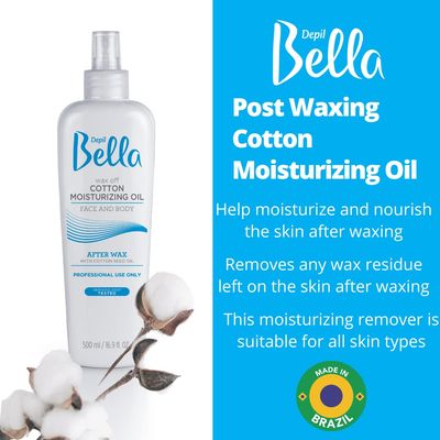 Depil Bella Post Waxing Oil Moisturizing Remover | Cotton Seed Oil for Soft and Smooth Skin | 500ml