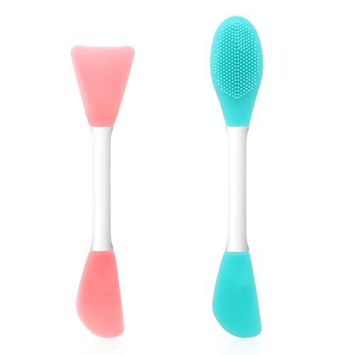 Face Mask Applicator, 2 Pcs Reusable Silicone Facial Scrubber Brushes for Applying Skin Care Products Beauty Skincare Supplies Tool Massage Spatula for Clay, Cream, Gel, Mask Mud, Gentle Exfoliating