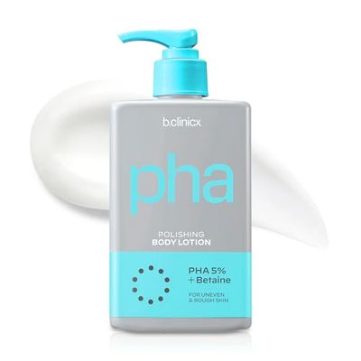 b.clinicx Skin Polishing Body Lotion (10.14 fl oz / 300ml) - Exfoliating Body Lotion With PHA 5%, Resurface Bumpy Skin, Lightweight Moisturizing Body Cream, Korean Skin Care