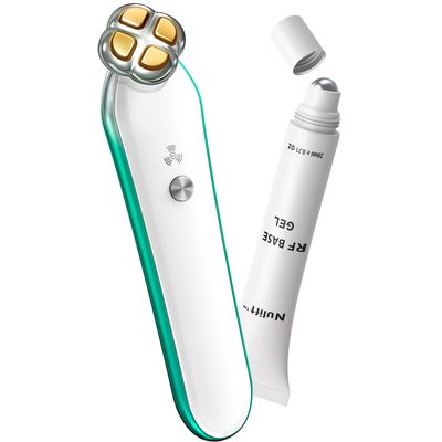Eye Puffiness Under Eye Bags Puffy Eyes Wrinkles Fine Line Reduce Device with Gold Plated Treatment Head Current with Radio Frequency Wireless Professional RF Eye Skin Care Beauty Device(with Gel)