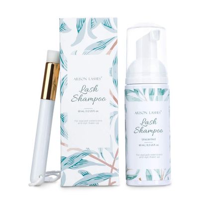 Eyelash Extension Shampoo+Brush/60ml Eyelash Foam Cleaner/Safe and Mild Without Irritation/Remove Makeup Residue &amp; Mascara/Perfect For Salon Use And Home Care(unscented)