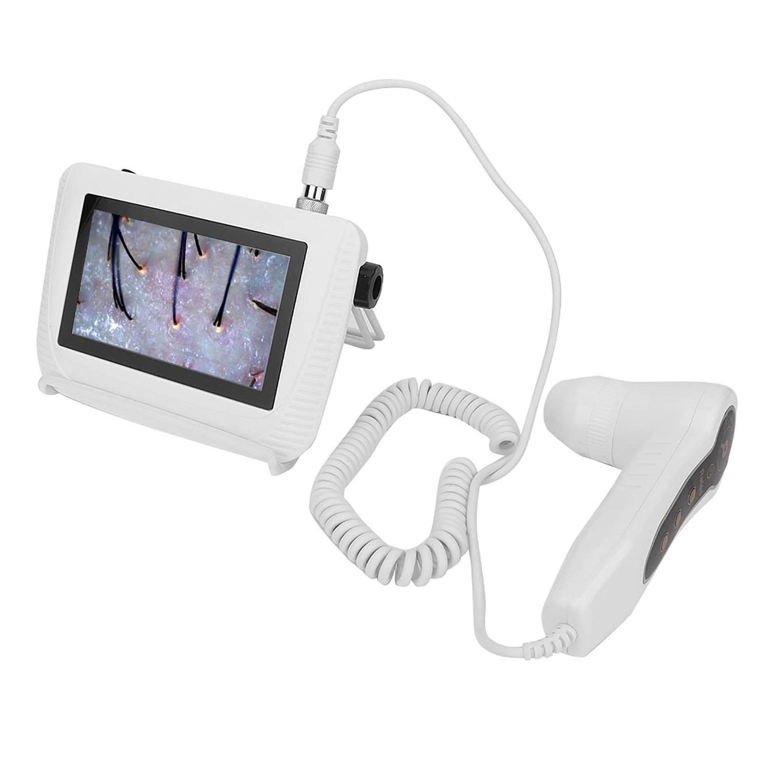 Asixxsix Skin Diagnosis Hair Analyzer, 5 Inch LCD Screen Digital Skin Detector Tester Hair Skin Analyzer Rechargeable Follicle Facial Skin Oil Magnifying Tester