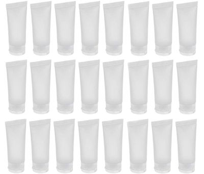 ericotry 24Pcs 30ml (1oz) Empty Translucent Plastic Cosmetic Lotion Tubes Bottles Shampoo Facial Cleaning Bottles Makeup Sample Soft Container Tube Bottle Vial Jar Pot Case with Flip Lid