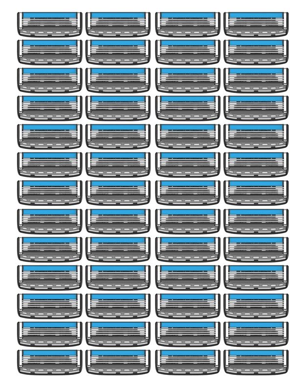 Dorco Pace 4 Pro - Four Blade Razor Shaving System - 52 Cartridge Refills (No Handle)