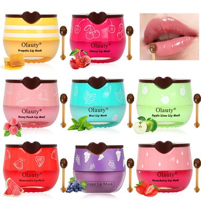 8 PCS Bee Lip Balm Honey Pot, Honey &amp; Strawberry &amp; Watermelon &amp; Apple Lime &amp; Cherry &amp; Mint &amp; Grapes &amp; Peach Lip Balm Honey Pot, Sleeping Lip Mask Hydrating Prevention Dry &amp; Cracked Lip Scrubs