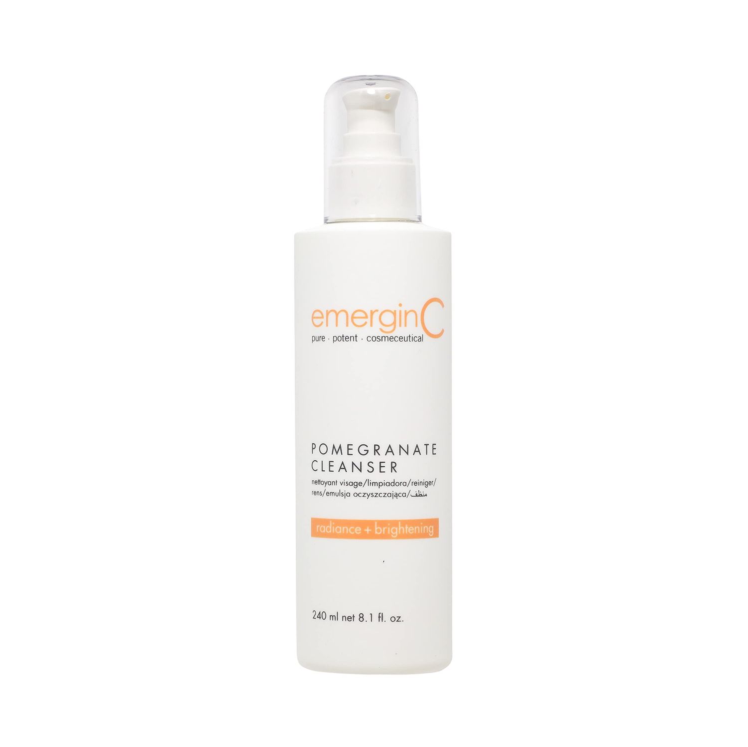 emerginC Pomegranate Gel Cleanser - Hydrating Face Wash with Fruit Extracts + Green Tea - Contains Vitamins A, C + E (8.1 oz, 240 ml)