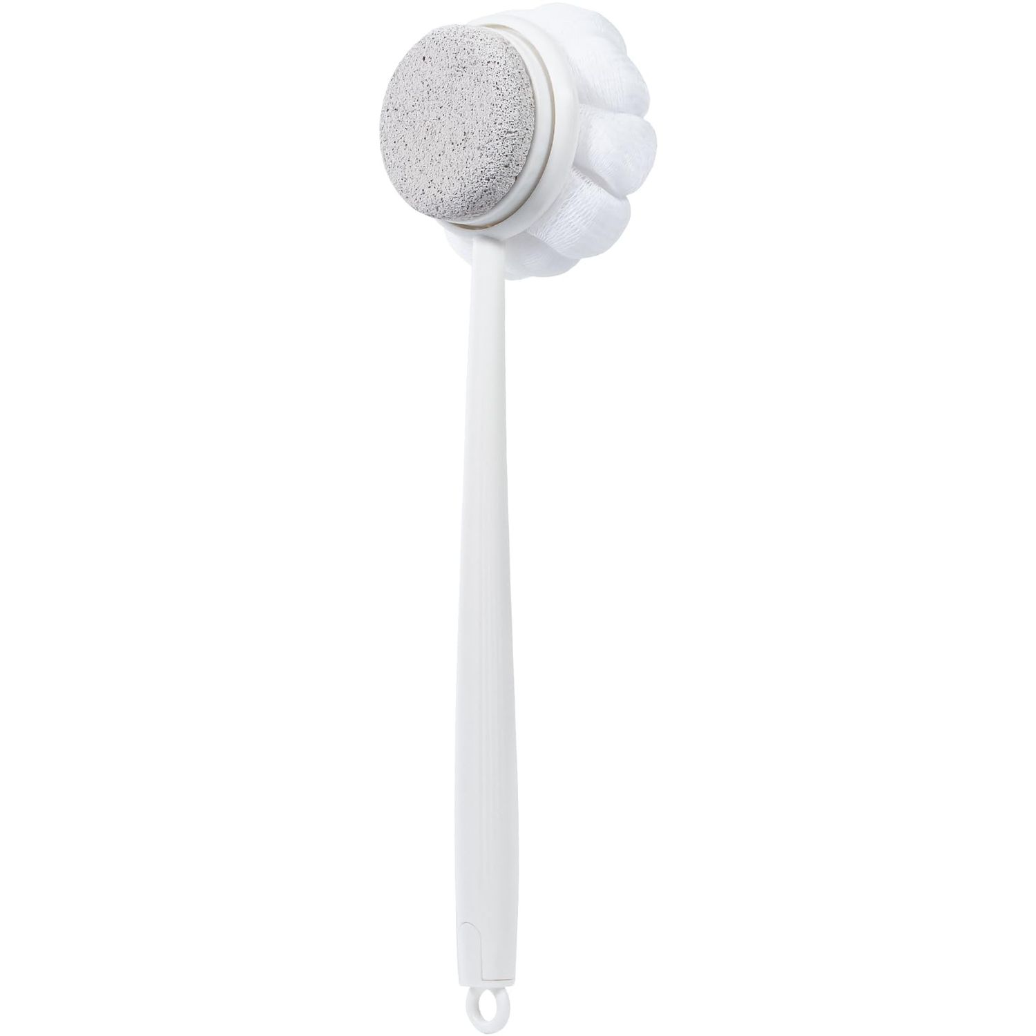 Beomeen Pumice Stone and Shower Loofah with Long Handle, Hard Skin Callus Remover, 2 in 1 Foot Scrubber, Back Scrubber for Shower Deep Cleansing and Exfoliation, Dead Dry Skin Removal