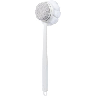Beomeen Pumice Stone and Shower Loofah with Long Handle, Hard Skin Callus Remover, 2 in 1 Foot Scrubber, Back Scrubber for Shower Deep Cleansing and Exfoliation, Dead Dry Skin Removal