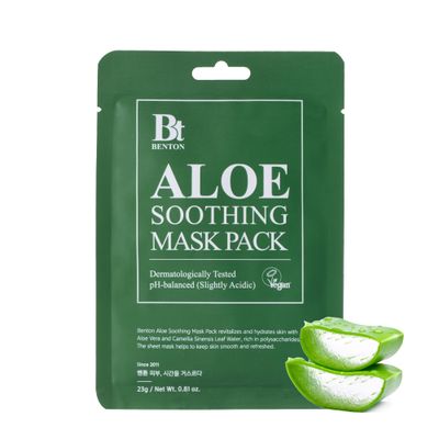 BENTON Aloe Soothing Mask Pack 23g 10 Pack (230g_new) - Aloe &amp; Green Tea Leaf Water Contained Hydrating and Cooling Facial Mask Sheet, Fresh Moisturizing and Cooling Effect