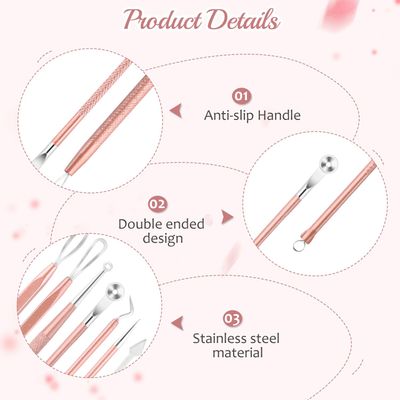 BOSMIOW 10 PCS Professional Stainless Steel Blackhead Remover,Rose Gold Pimple Popper Tool Kit,Comedones Extractor Tools for Removing Pimple,Whiteheads,Acne,Zit,Fat Granules