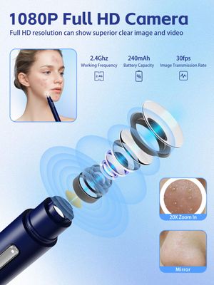 EURART Visual Blackhead Remover Tools with Camera,Pimple Popper Extractor Tool Kit with Camera 20X 1080P Pore Cleaner Acne Comedone Whitehead Extractor Kit for iPhone/Android