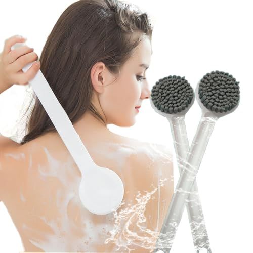 Body Brush,with Soft and Stiff Bristles,Shower Bath Brush Long Handle Gentle Back Skin Scrubber Exfoliate Massage Improve Blood Circulation,Body Exfoliator for Wet or Dry Brushing2 PCS