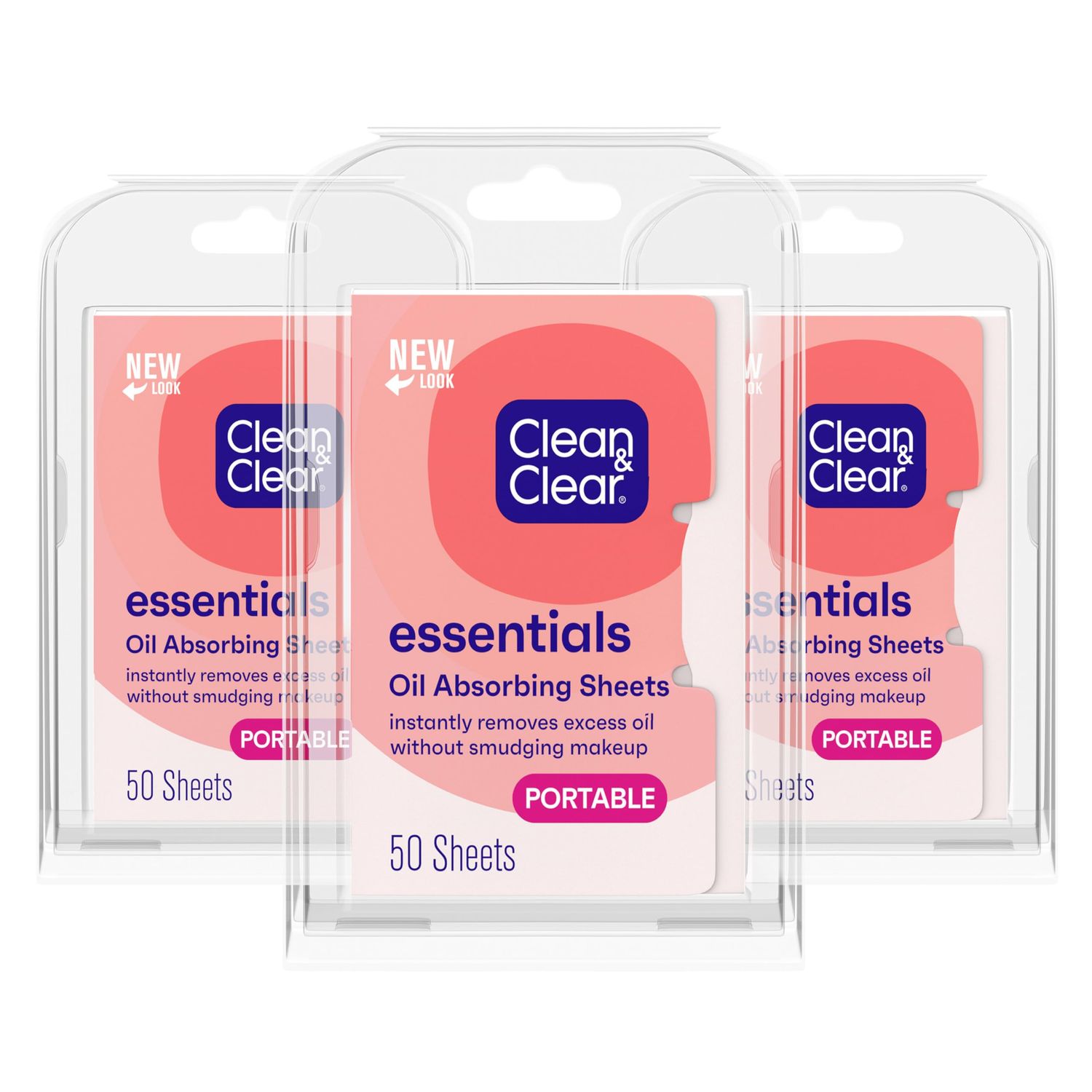 Clean &amp; Clear Essentials Oil Absorbing Sheets, Portable Blotting Papers for Shine Control on the Face &amp; Nose, Blotting Sheets Instantly Remove Excess Oil Without Smudging Makeup, 3 Pack