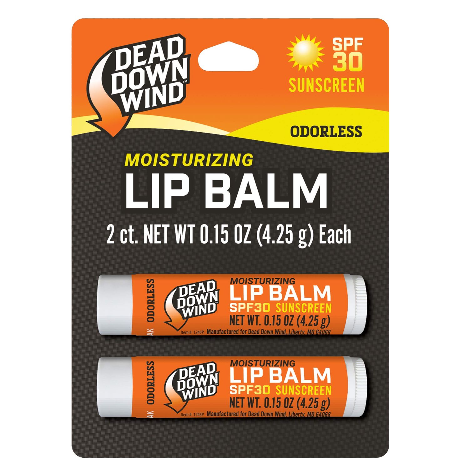 DEAD DOWN WIND SPF 30 Lip Balm (2 Pack) - Hunting Scent Control Lip Protection Wax - Advanced Hunting Essentials