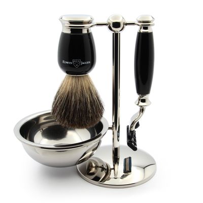 Edwin Jagger 4pc Black Shaving Set for Mach3 Blades
