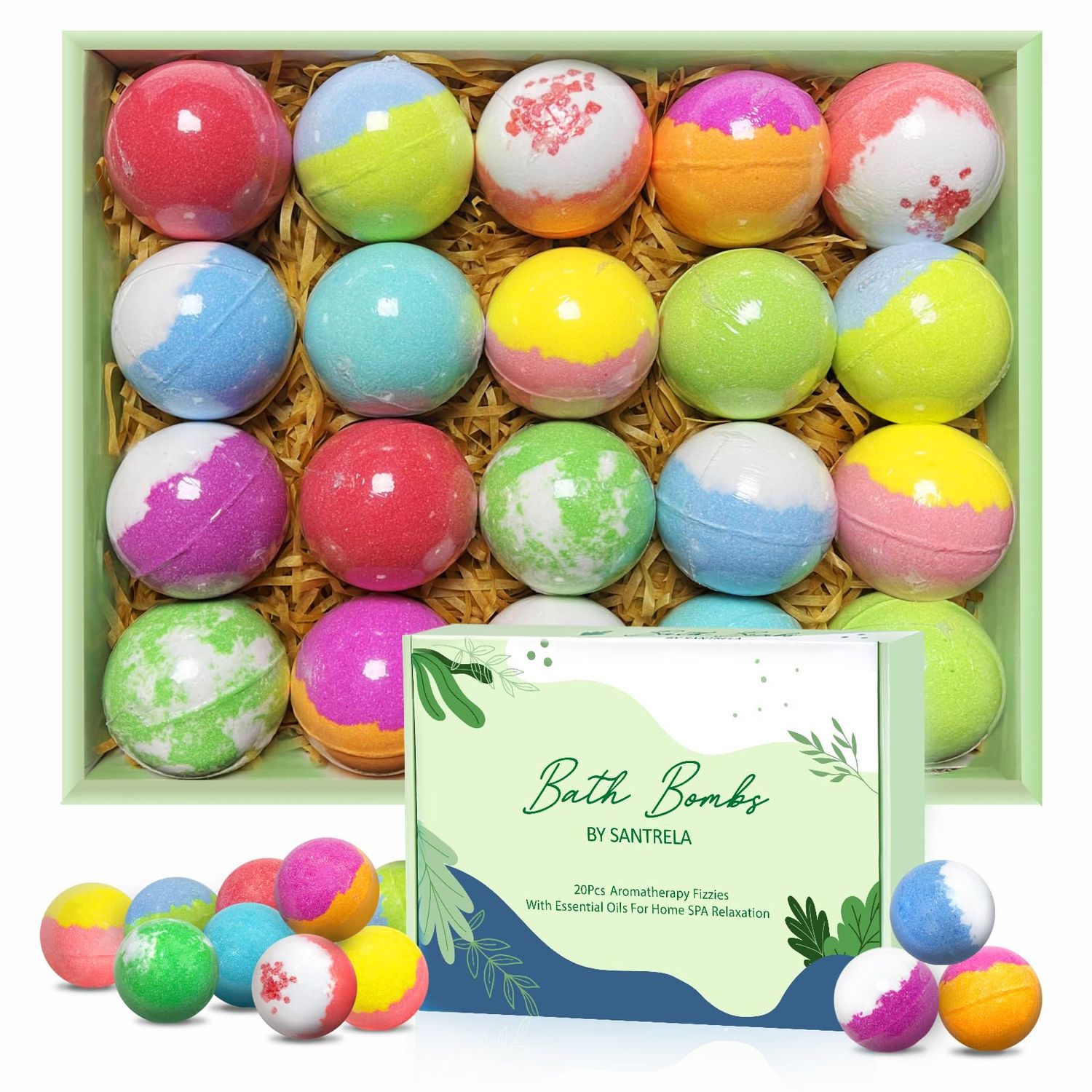 Bath Bombs for Women Gift Set, 20 Organic Bath Bombs with Essential Oil, Handmade SPA Bubble Bath Bombs for Relaxing, Gift for Her/Him, Women, Girls, Wife, Mother, Easter, Birthday