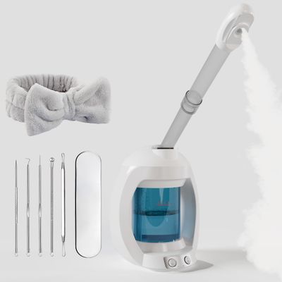 Facial Steamer-Face Steamer for Facial Deep Cleaning, Vaporizador Facial Steamer for Esthetician and Nano Ionic Hot Steam for Face, Professional Facial Steamer with a Headband and Acne Needle Set.