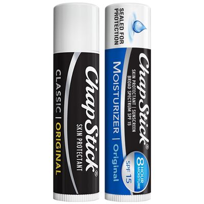 ChapStick Original Lip Care Bundle - Moisturizer 2-in-1 Lipcare SPF 15 with Aloe and Vitamin E + Classic Lip Balm, 0.15 Oz Ea (2 Piece Set)