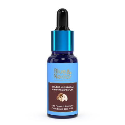 Blue Nectar Plant Based Almond Serum for Even Skin Tone | Face Serum for Women &amp; Men with Rice Water &amp; Mushroom | All Skin Types (13 Herbs,1Fl Oz)