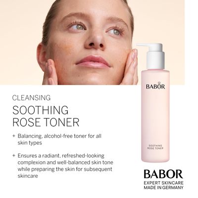 BABOR Soothing Rose Toner, Hydrating Rose Water Essence, Alcohol-Free Toner, Calms &amp; Soothes Sensitive Skin, Deep Hydration &amp; Moisture for Radiant Complexion, 6.7 oz