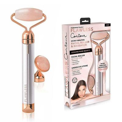 Finishing Touch Flawless Contour Vibrating Facial Roller &amp; Massager, Rose Quartz