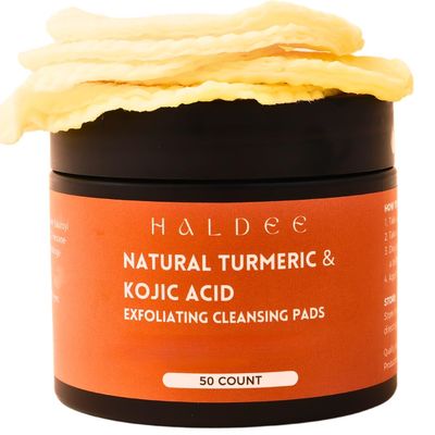 HALDEE Turmeric Kojic Acid Cleansing Pads, Turmeric Kojic Acid Pads, Exfoliating Pads for Face, Kojic Acid and Turmeric Cleansing Pads,turmeric Face Scrub Pads