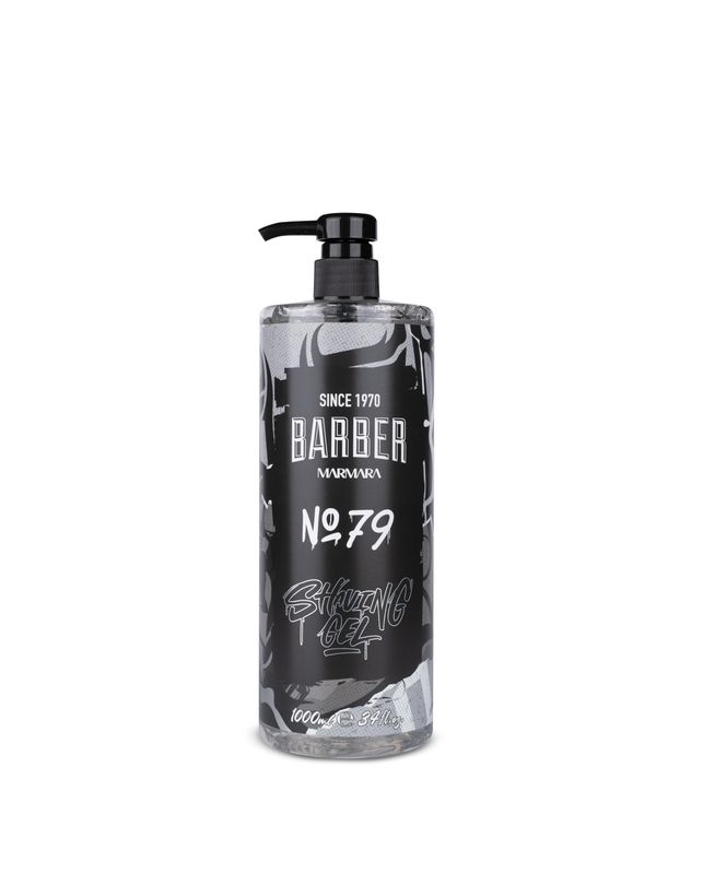 BARBER MARMARA Men's Shaving Gel No. 79 - Men's Shaving Gel Transparent 1000 ml - Shaving Gel Men - Precise Shaving of Beard Contours - Does Not Foam - Cools the Skin - with Pump Dispenser