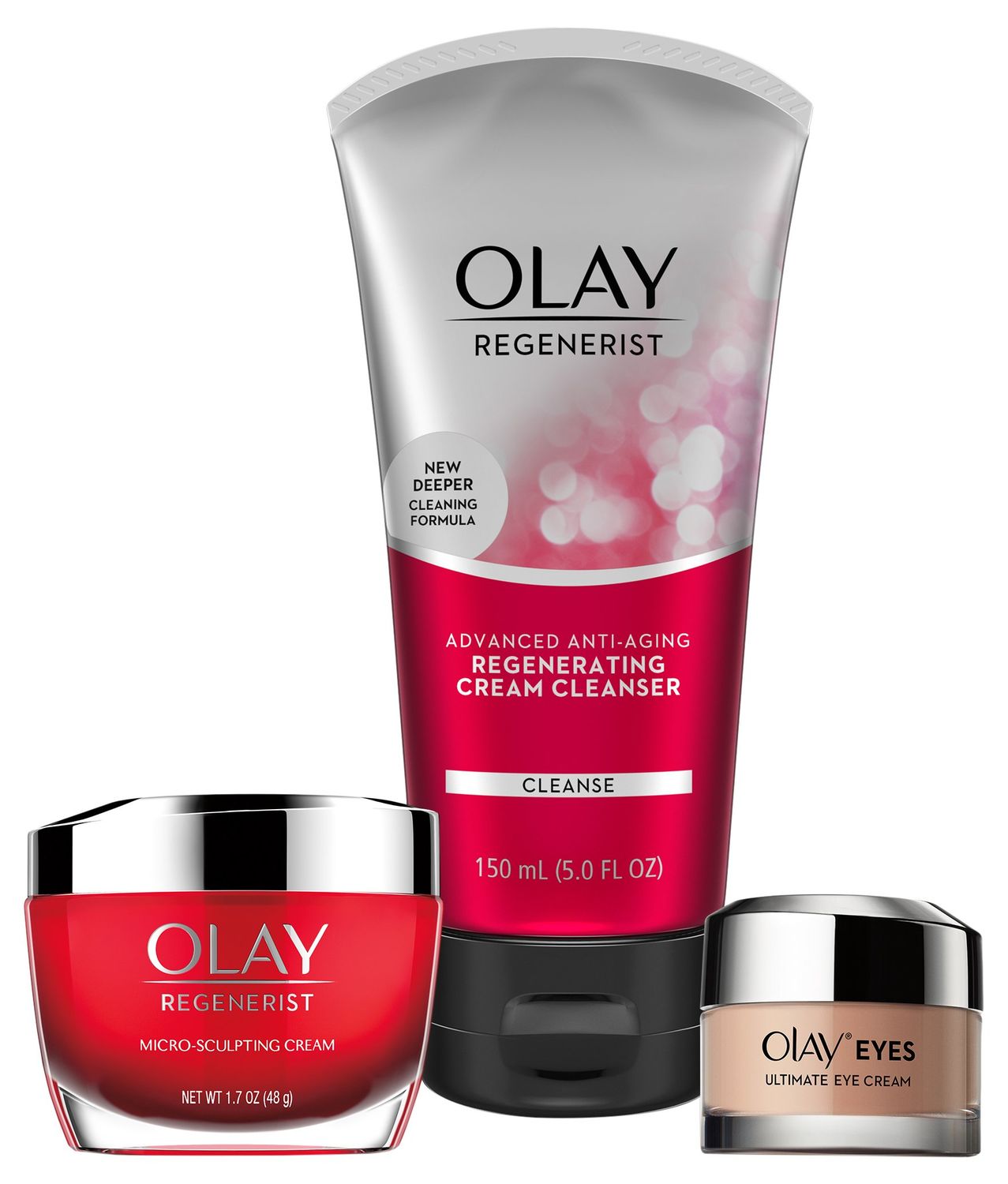 Face Wash by Olay Anti-Aging Skincare Kit with Regenerist Cleanser, Moisturizer &amp; Eye Cream