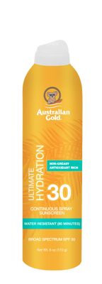 Australian Gold Continuous Spray Sunscreen SPF 30, 6 Oz, Dries Fast, Broad Spectrum, Water Resistant, Non-Greasy, Vegan and PETA Approved, Cocoa Dreams Scent